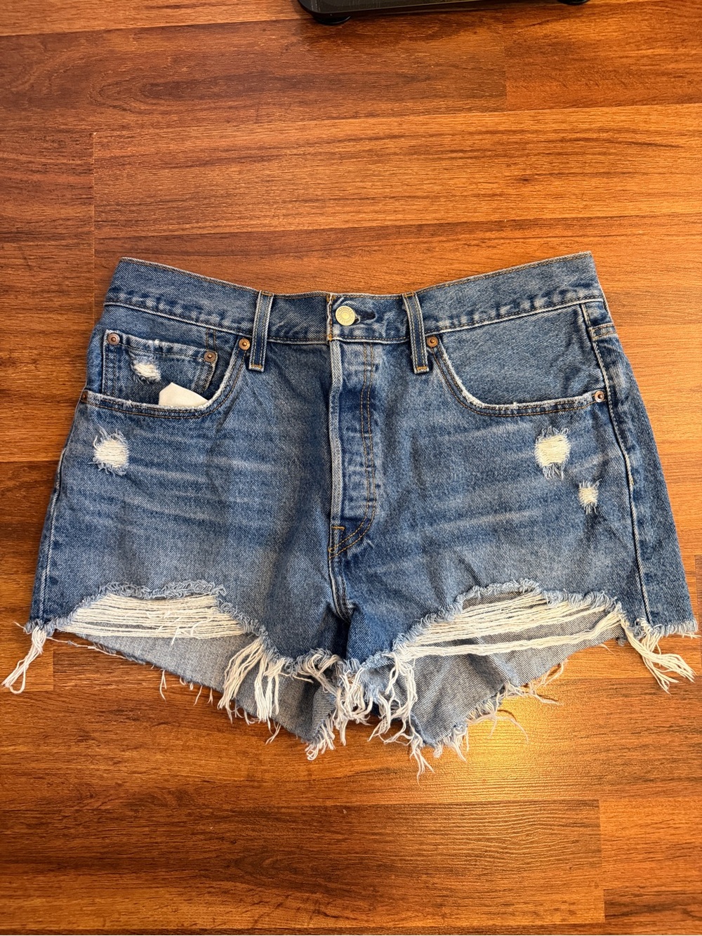 Levi's Distressed Blue Denim Cutoff Shorts
